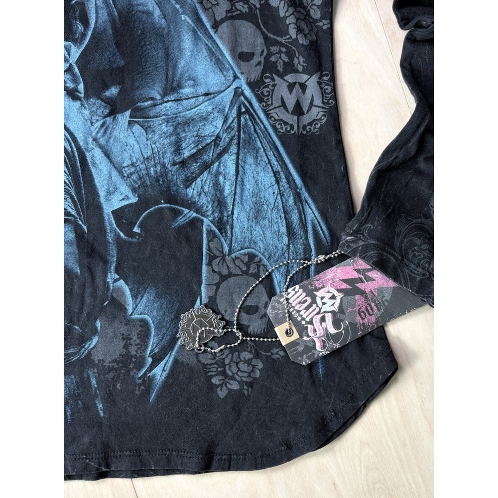 Wornstar Sirens Angel Graphic Hoodie NWT Womens S Black Gothic Streetwear Grunge - Picture 5 of 10